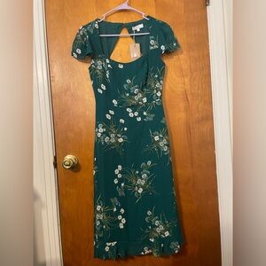 RIHOAS Dark Green Floral Dress - Women’s Small